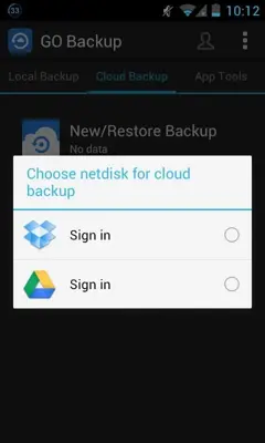 GO Backup android App screenshot 1